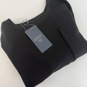 VRST Men's Black Pinnacle Fleece Crewneck Sweatshirt Long Sleeve Tagged Small